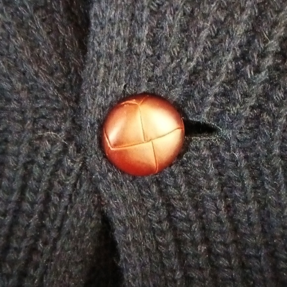 Italy Brunella Gori wool blend fisherman knit men's navy cardigan M - Picture 7 of 11